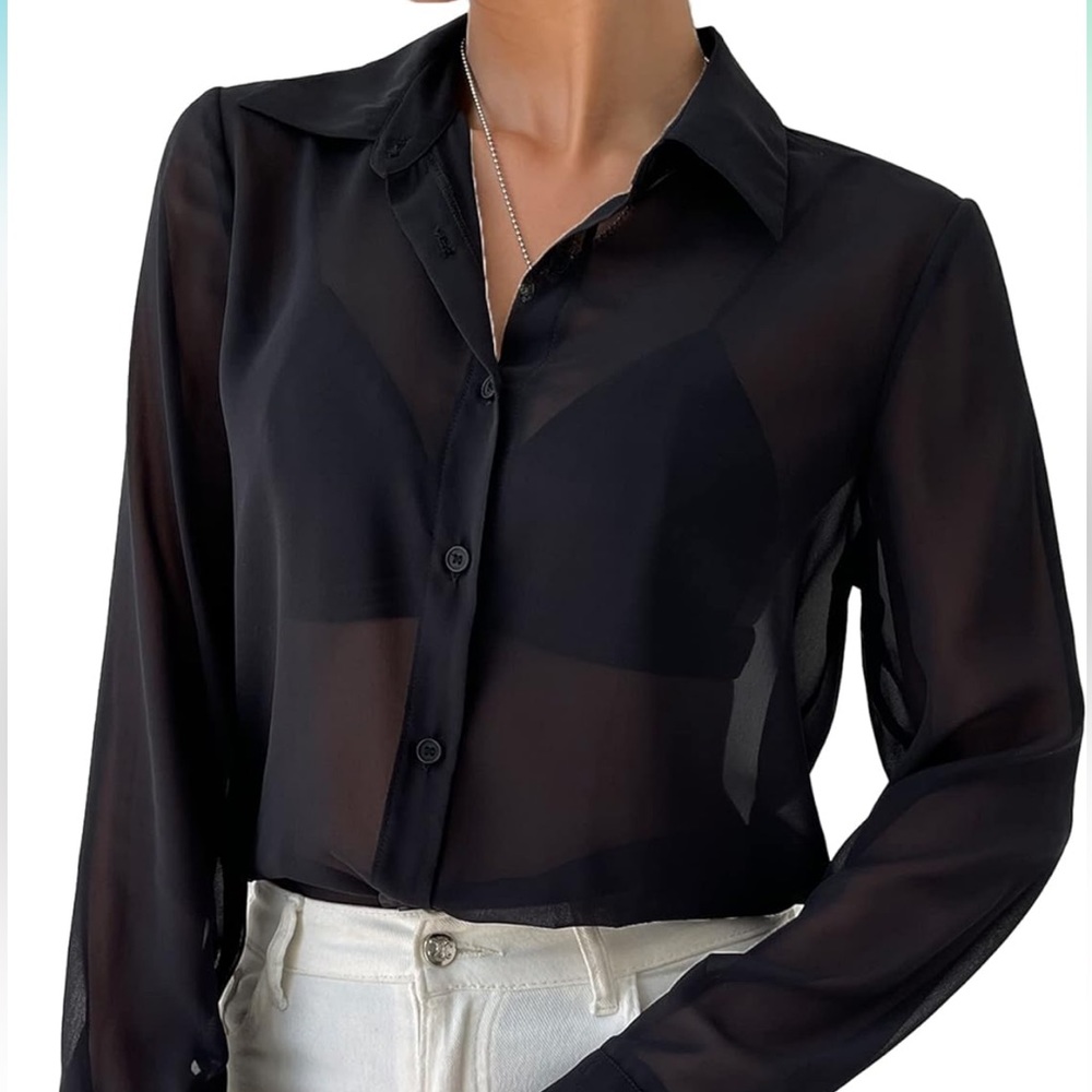 Abercrombie - Sheer Black Button Up
